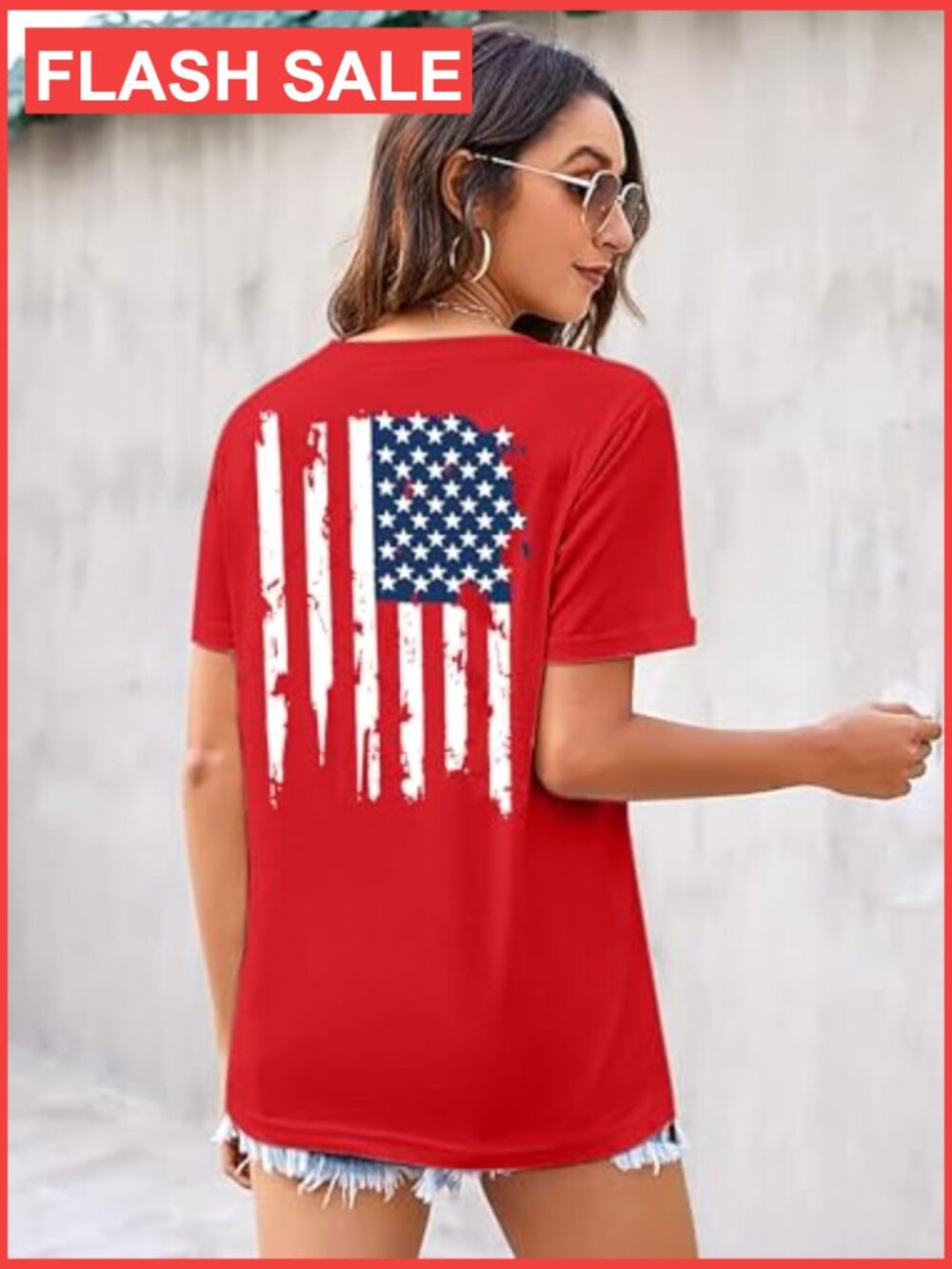Patriotic American Flag T-Shirt for Women US Independence Day Tee - Picture 3 of 7